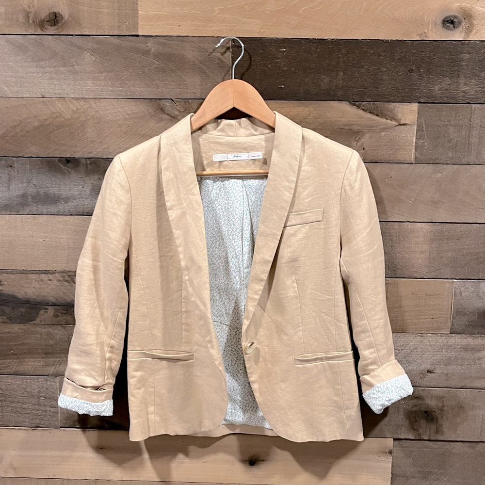 Tan blazer with cute floral lining